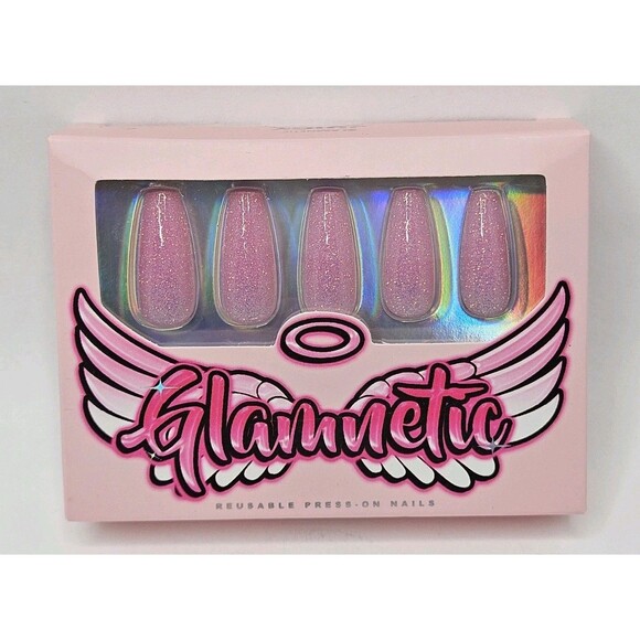 Glamnetic Reusable Press-On Nails Juicy Long Coffin Pink 30 Nail Kit New - Picture 1 of 6